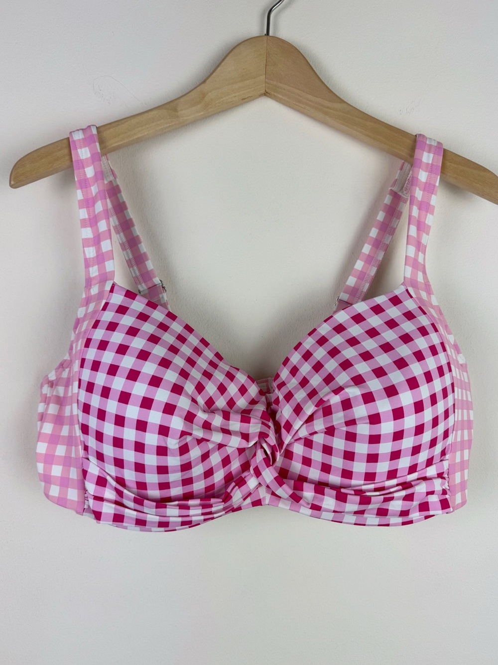 Draper James x Lands' End Pink Gingham Bikini Top